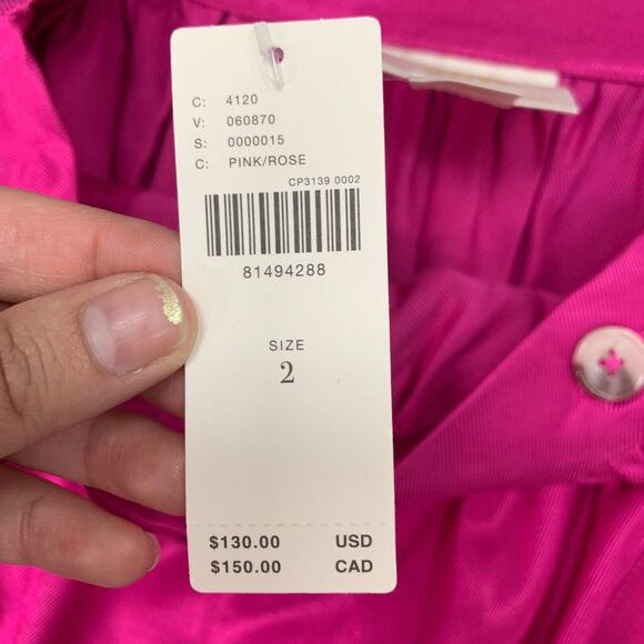 Maeve Tulip Satin Skirt Women 2 Anthropologie Pink Front Split Button Front Wrap - Picture 6 of 16